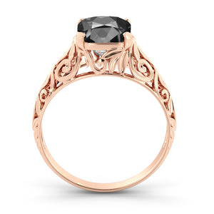 2 Carat 14K Yellow Gold Black Diamond "Adele" Engagement Ring