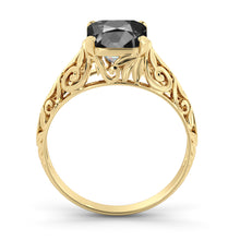 Load image into Gallery viewer, 2 Carat 14K Rose Gold Black Diamond &quot;Adele&quot; Engagement Ring