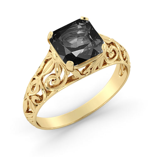 2 Carat 14K Yellow Gold Black Diamond "Adele" Engagement Ring - Diamonds Mine