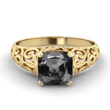 Load image into Gallery viewer, 2 Carat 14K Yellow Gold Black Diamond &quot;Adele&quot; Engagement Ring