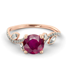 Load image into Gallery viewer, 2 Carat 14K Rose Gold Ruby &quot;Lucia&quot; Engagement Ring - Diamonds Mine
