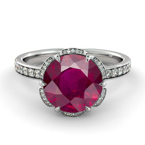 2.5 Carat 14K White Gold Ruby &quot;Allison&quot; Engagement Ring - Diamonds Mine