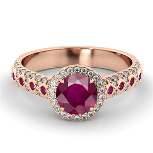 Art Deco Ruby &amp; Diamonds Engagement Ring - Diamonds Mine