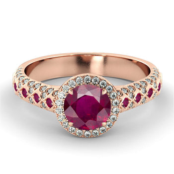Art Deco Ruby & Diamonds Engagement Ring - Diamonds Mine