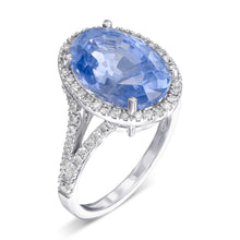 Load image into Gallery viewer, GRS NO HEAT 10.22 Carat Color-Changing Natural Sapphire and 0.70Ct Diamonds - 18 kt. White gold - Ring