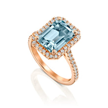 Load image into Gallery viewer, 3 Carat 14K White Gold Aquamarine &amp; Diamonds &quot;Charlotte&quot; Engagement Ring