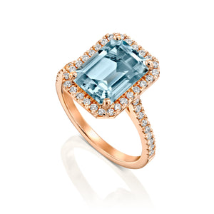 3 Carat 14K White Gold Aquamarine & Diamonds "Charlotte" Engagement Ring