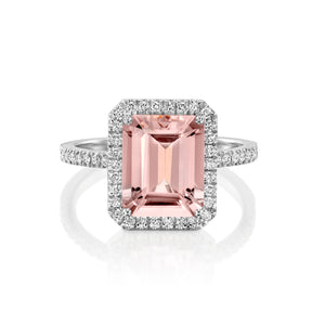 3 Carat 14K White Gold Morganite & Diamonds "Charlotte" Engagement Ring