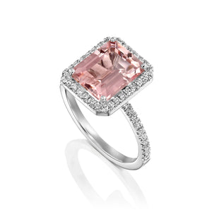 3 Carat 14K White Gold Morganite & Diamonds "Charlotte" Engagement Ring
