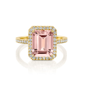 5 Carat 14K Yellow Gold Morganite & Diamonds "Charlotte" Engagement Ring