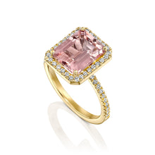 Load image into Gallery viewer, 5 Carat 14K Yellow Gold Morganite &amp; Diamonds &quot;Charlotte&quot; Engagement Ring