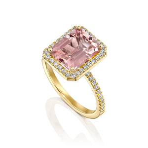 5 Carat 14K Yellow Gold Morganite & Diamonds "Charlotte" Engagement Ring