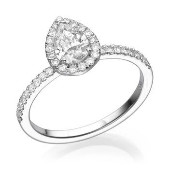 Pear Cut Diamond Halo Engagement Ring - Diamonds Mine