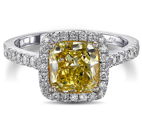 2.60 Cttw Fancy Diamond - 18 kt. White gold, Yellow gold - Ring