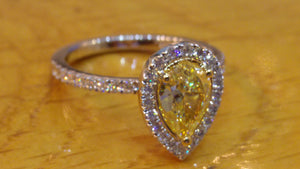 1 TCW 14K White Gold Natural Fancy Yellow Diamond "Philippa" Engagement Ring
