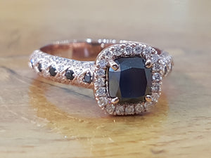 1.5 Carat 14K Yellow Gold Black Diamond "Beatrice" Engagement Ring