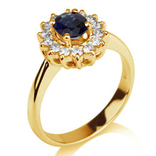 Load image into Gallery viewer, Oval Blue Sapphire Engagement Ring - Diamonds Mine