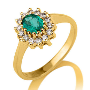 Oval Emerald and Diamond Engagement Ring - Diamonds Mine