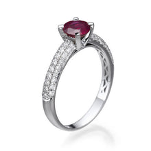 Load image into Gallery viewer, Gold Ruby and Diamond Engagement Ring - Diamonds Mine