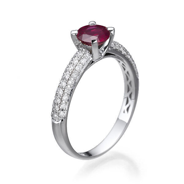 Gold Ruby and Diamond Engagement Ring - Diamonds Mine