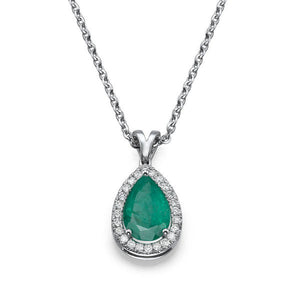 2.25 TCW 14K White Gold Emerald "Tamara" Pendant | Diamonds Mine