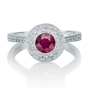 Art Deco Ruby and Diamond Engagement Ring - Diamonds Mine
