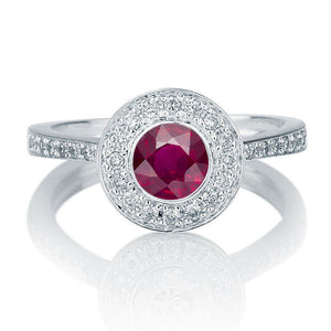 1.1 Carat 14K White Gold Ruby & Diamonds "Hope" Engagement Ring | Diamonds Mine