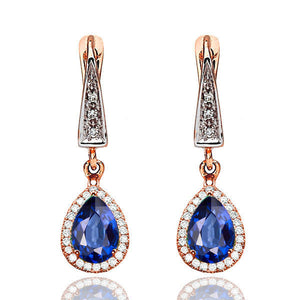 2 Carat 14K White Gold Blue Sapphire & Diamonds "Francie" Earrings | Diamonds Mine
