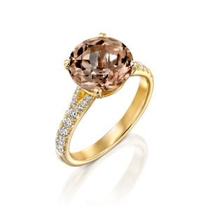 3 Carat 14K Yellow Gold Morganite & Diamonds "Isabella" Engagement Ring