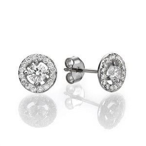 Diamond Stud Earrings with 32 diamonds 14K Solid Gold - Diamonds Mine