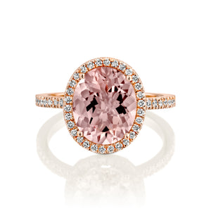 4 Carat 14K Rose Gold Morganite & Diamonds "Olivia" Engagement Ring
