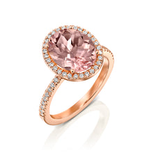 Load image into Gallery viewer, 4 Carat 14K Rose Gold Morganite &amp; Diamonds &quot;Olivia&quot; Engagement Ring
