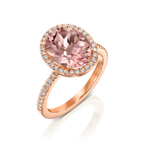 5 Carat 14K Yellow Gold Morganite & Diamonds "Olivia" Engagement Ring