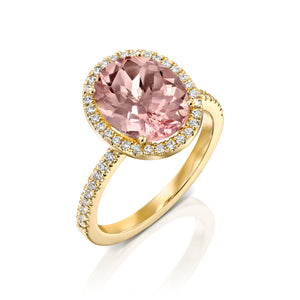 4 Carat 14K Rose Gold Morganite & Diamonds "Olivia" Engagement Ring