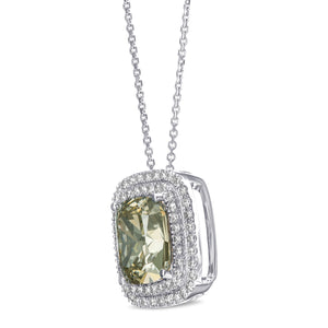 5.02 CT Fancy Cushion Shape Diamond & 0.70cttw Colorless Diamonds Halo - 18 kt. White gold - Necklace with pendant