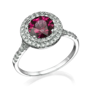 1.1 Carat 14K White Gold Ruby & Diamonds "Marcia" Engagement Ring | Diamonds Mine