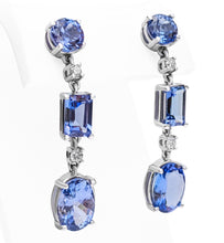 Load image into Gallery viewer, 3.33 Carat Tanzanite and 0.10 Ct Diamonds - 14 kt. White gold - Earrings