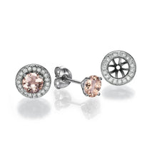 Load image into Gallery viewer, Morganite Stud Earrings with 40 diamonds 14K - Diamonds Mine