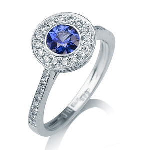 1.1 Carat 14K White Gold Blue Sapphire & Diamonds "Hope" Engagement Ring | Diamonds Mine