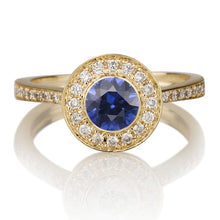 Load image into Gallery viewer, 1.1 Carat 14K Yellow Gold Blue Sapphire &amp; Diamonds &quot;Hope&quot; Engagement Ring
