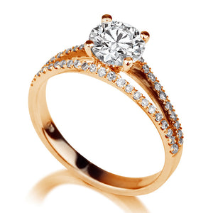 1.1 TCW 14K White Gold Moissanite & Diamonds "Beverly" Engagement Ring | Diamonds Mine
