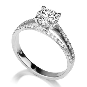 1.1 TCW 14K Rose Gold Moissanite & Diamonds "Beverly" Engagement Ring