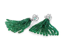 Load image into Gallery viewer, 50.30 Carat Emerald and 1.26 Ct Diamonds, 18 Kt. White Gold, Earrings