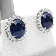 Load image into Gallery viewer, 20.07 Carat Blue Sapphire and 1.36 Ct Diamonds, 18 Kt. White Gold, Earrings