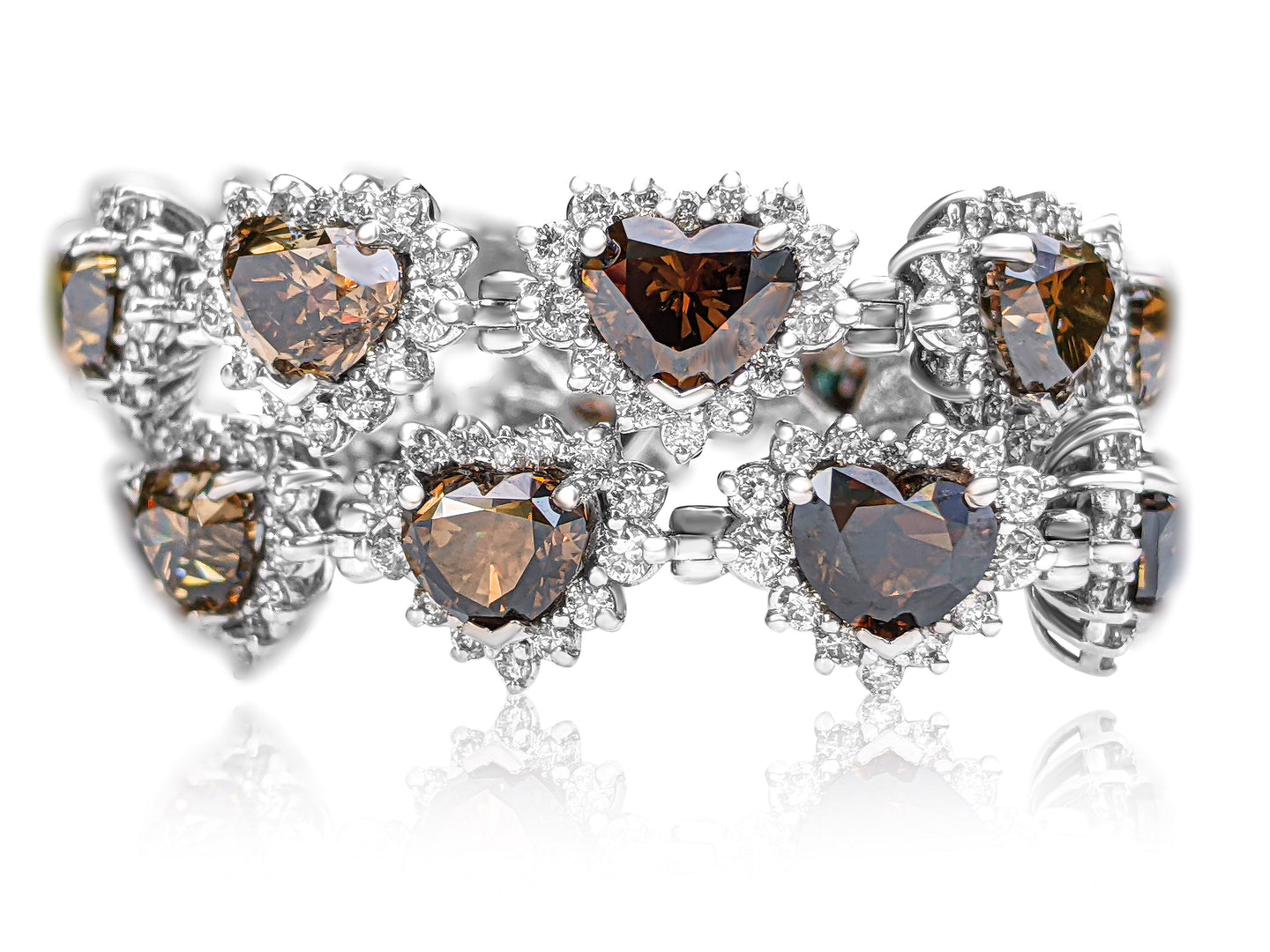 17.07Ct Fancy Brown Heart Diamond & 2.60Ct Diamonds - 14K White Gold - Bracelet