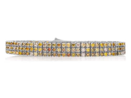 8.22ct Fancy Color Diamonds Multi Row - 14 kt. White gold - Bracelet