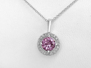 1.27 Ct Sapphire & 0.14 Ct Diamonds - 14 kt. White gold - Necklace with pendant
