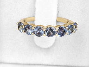 1.62 Carat Sapphire 7 Stone Eternity Band - 14 kt. Yellow gold - Ring