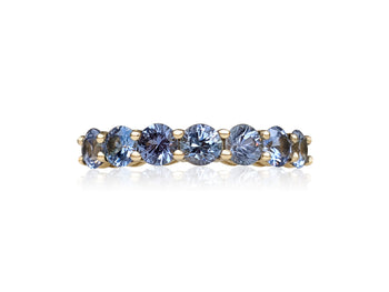 1.62 Carat Sapphire 7 Stone Eternity Band - 14 kt. Yellow gold - Ring