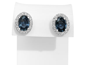 1.75 Carat Sapphire and 0.25 Diamonds Earrings - 14 kt. White gold - Earrings